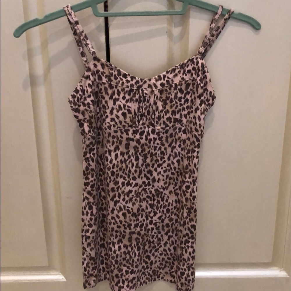 Free People Pink Leopard Print Tank Top XS